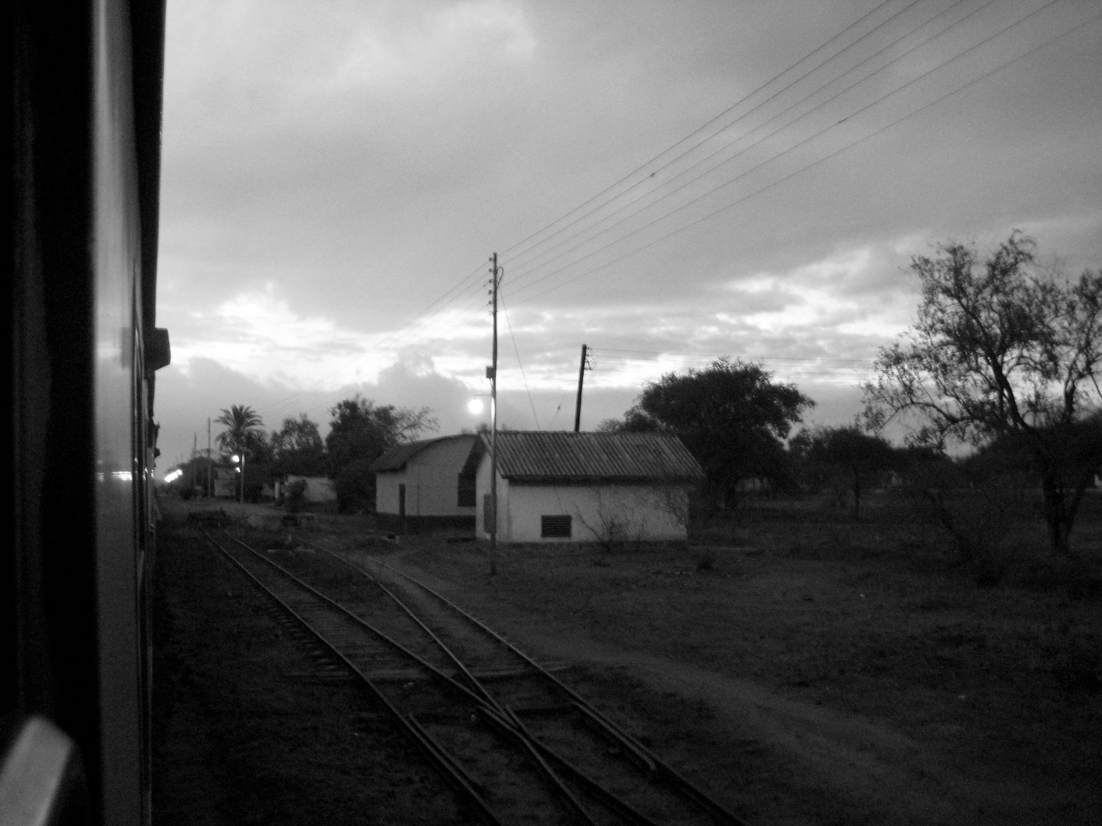 Deseerted station houses in the middle of Kenya, dawn.